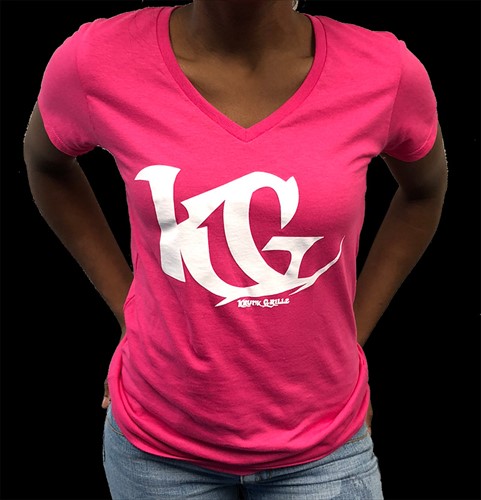 Pink V-Neck Shirt [White KG] Grillz